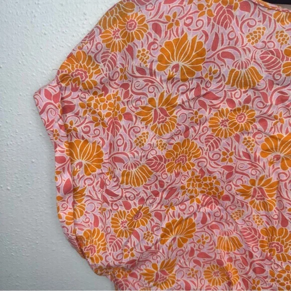 Zara Orange & Pink Printed Oversized Crop Top Size Large - Picture 8 of 15
